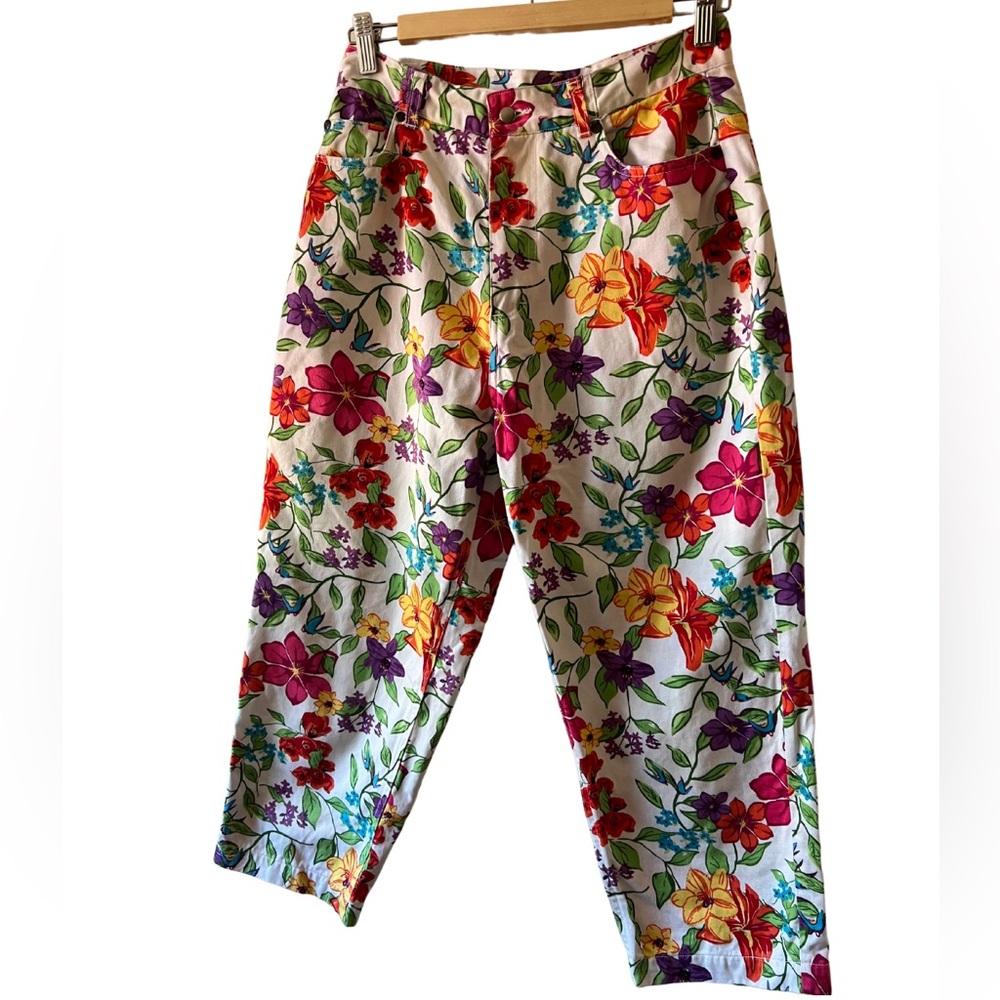Vintage Floral Pants Cotton Tagged 10 (Fits S) 💐